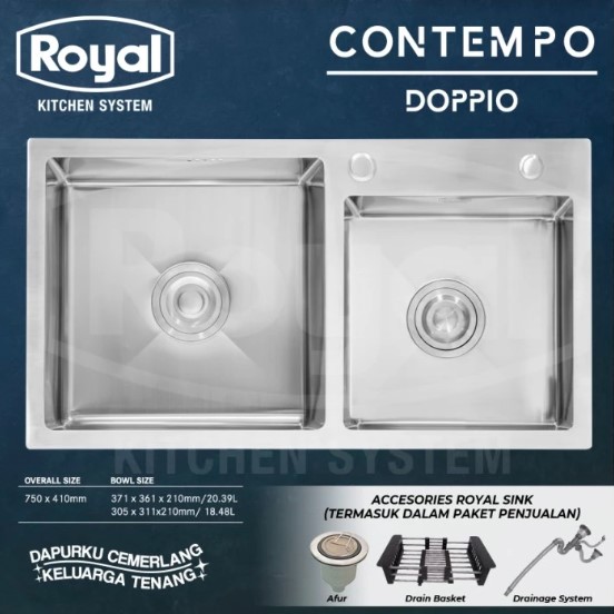 Royal Kitchen Sink Two Bowl Contempo Doppio